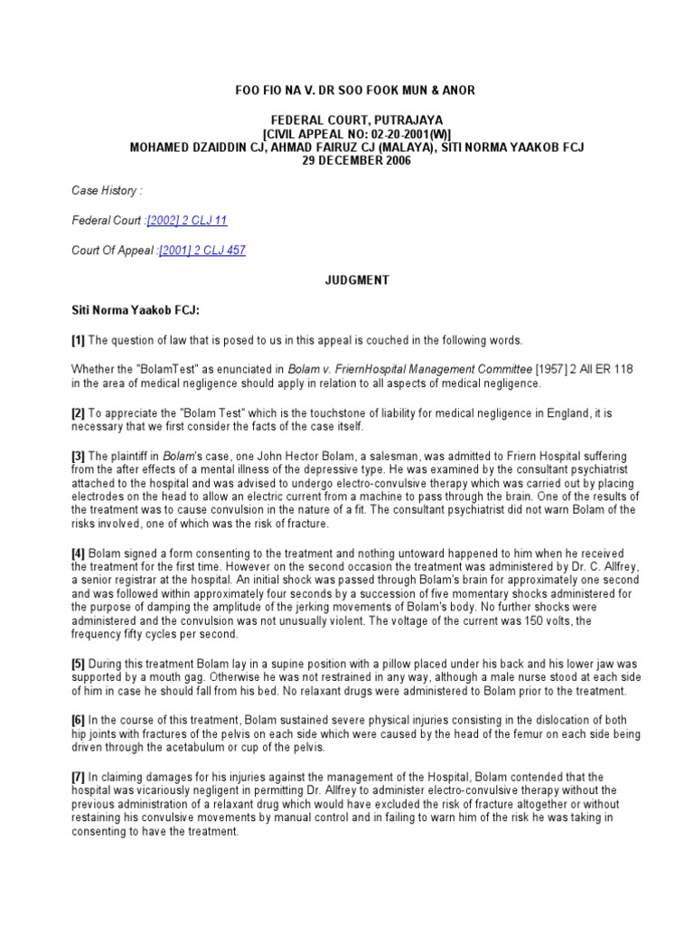 Foo Fio Na | PDF | Standard Of Care | Negligence