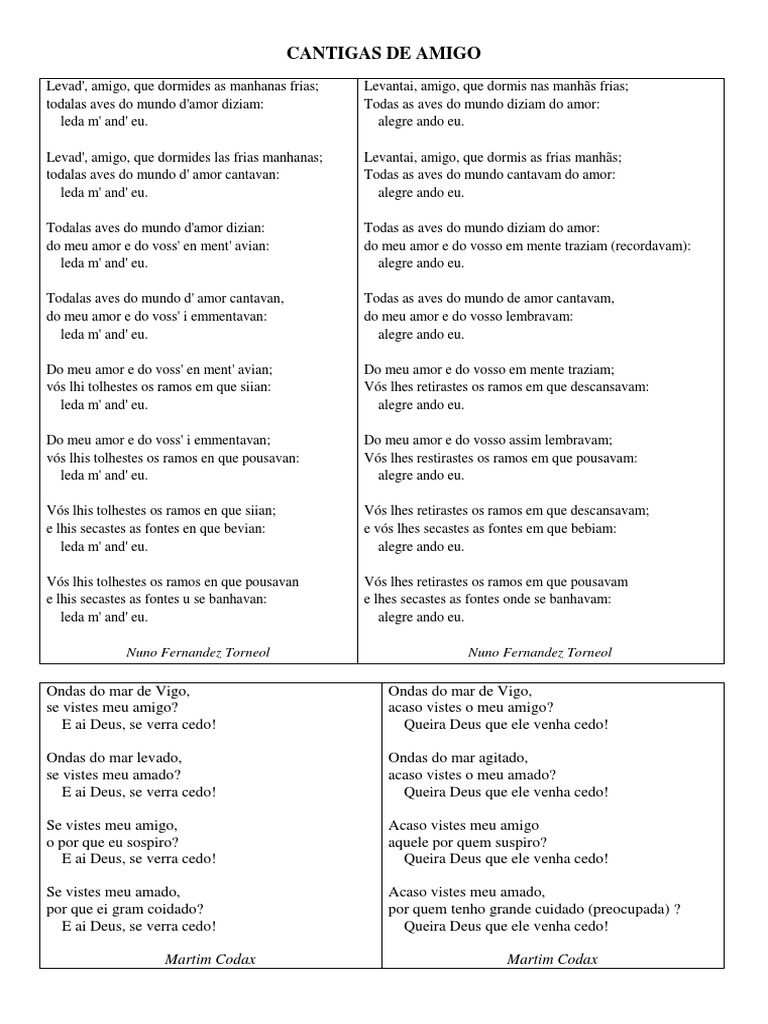 Cantigas de Amigo: Poemas e Autores | PDF | Religião e crença