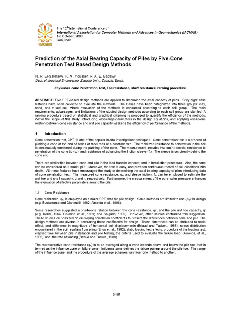 Axial Bearing Capacity of Piles via CPT Methods | PDF | Deep Foundation ...
