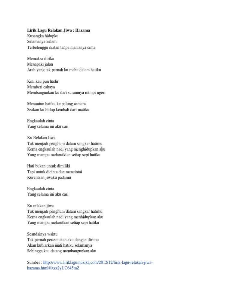 Lirik Lagu Relakan Jiwa Pdf