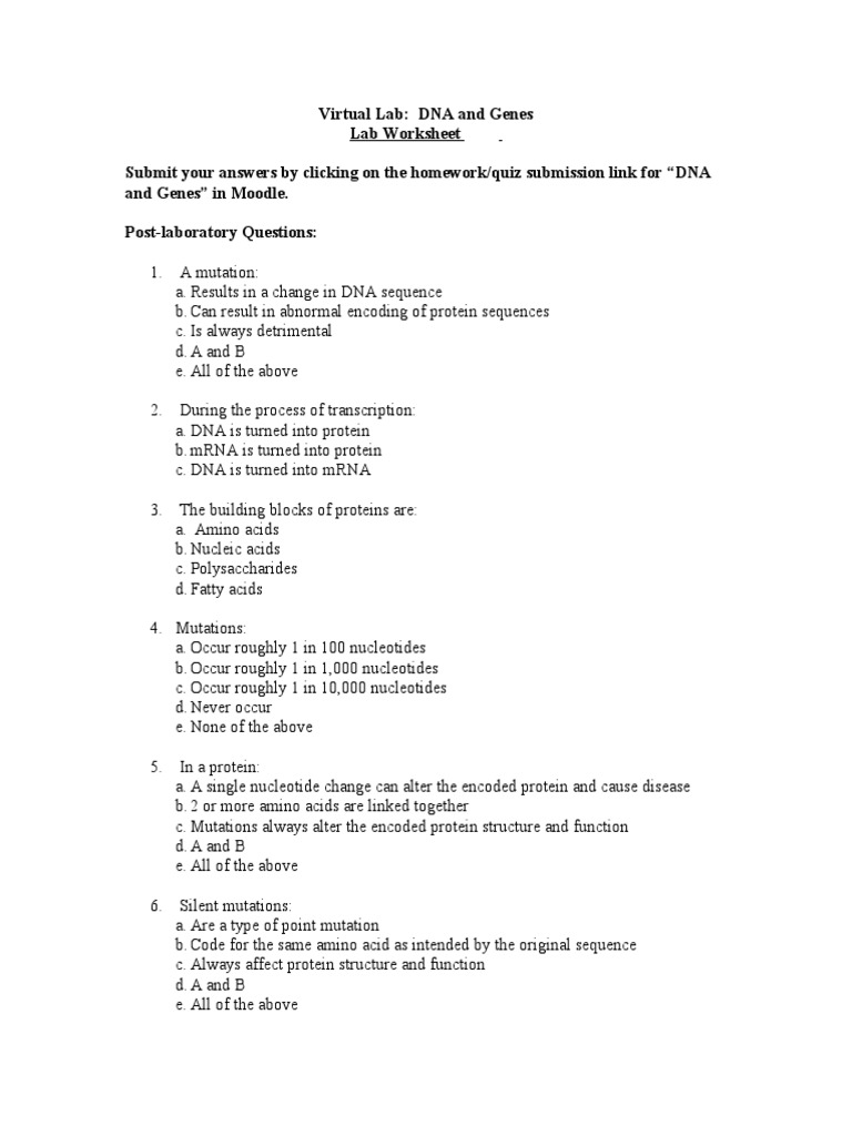 worksheet Dna And Genes Worksheet dna and genes lab worksheet