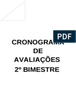 CRONOGRAMA DE AVALIAÇÕES 2 BIMESTRE 2013