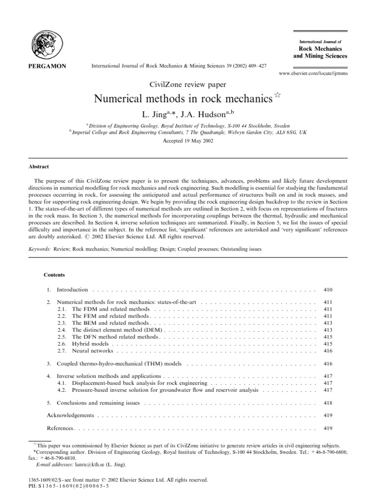 Advances in Numerical Rock Modelling | PDF | Finite Element Method ...