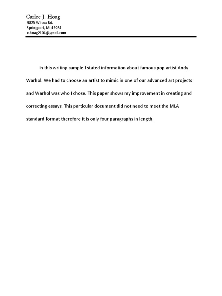 Writing Sample | PDF