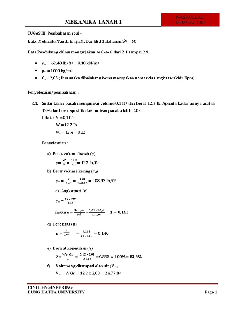 Tugas Mekanika Tanah Iii