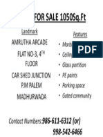 Flat For Sale 1050Sq - FT: Amrutha Arcade FLAT NO-3, 4 Floor Car Shed Junction P.M Palem Madhurwada