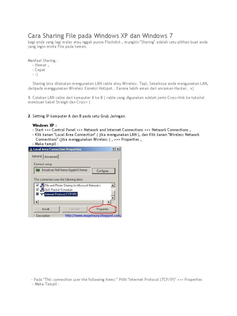 Cara Sharing File Pada Windows XP Dan Windows 7 | PDF