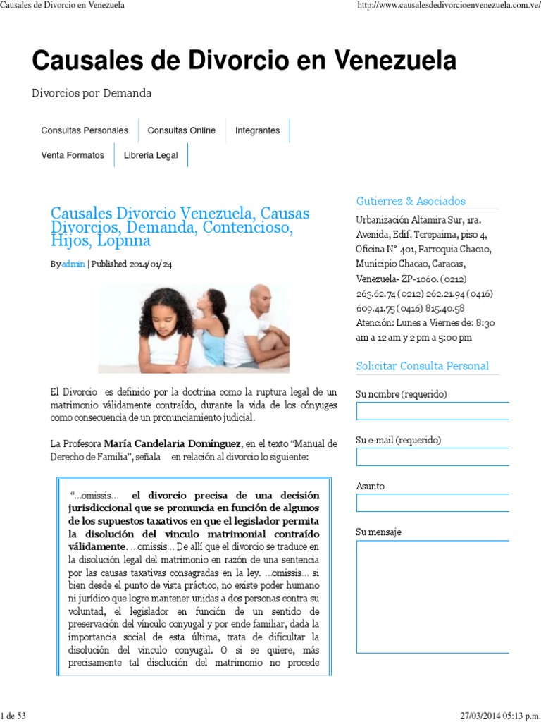 Causales de Divorcio en Venezuela | PDF | Adulterio | Divorcio