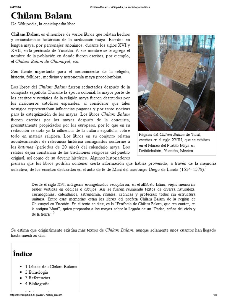 Chilam Balam - Wikipedia, La Enciclopedia Libre | PDF | Península de ...