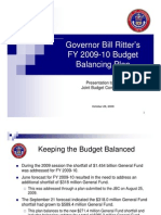 Governor Bill Ritter's FY 2009-10 Budget 2009 10 Balancing Plan