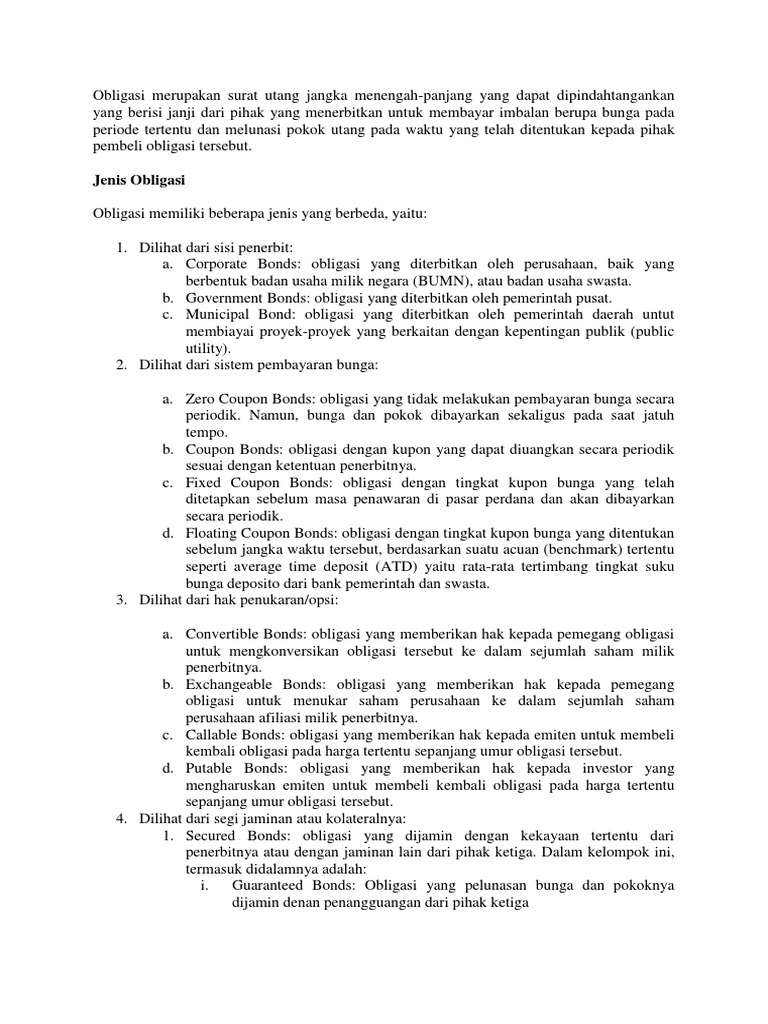 Obligasi Merupakan Surat Utang Jangka Menengah
