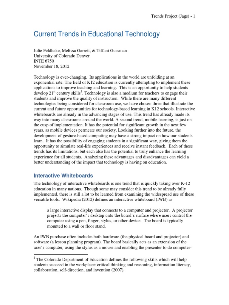 Trends Paper | PDF | Educational Technology | Learning