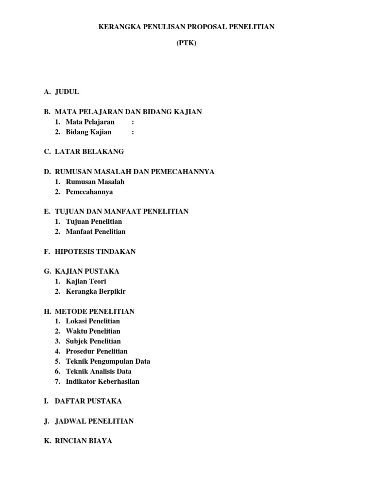 Kerangka Penulisan Proposal Penelitian | PDF