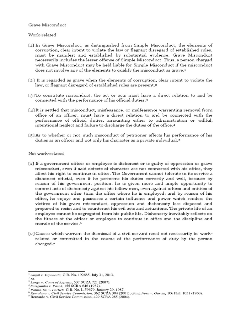 Grave Misconduct Dishonesty Corruption