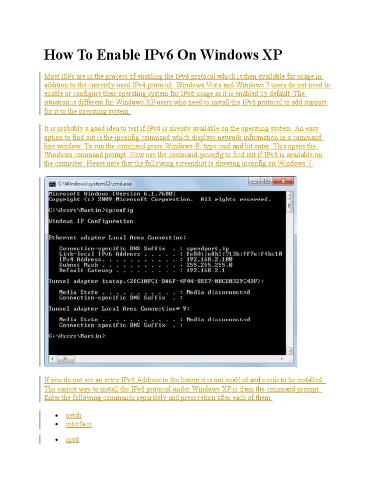How To Enable Ipv6 On Windows Xp – PIDNE