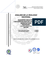 Analisis de La Realidad Nacional: Ingeniería Industrial Con Especialidad en Logística Y Manufactura