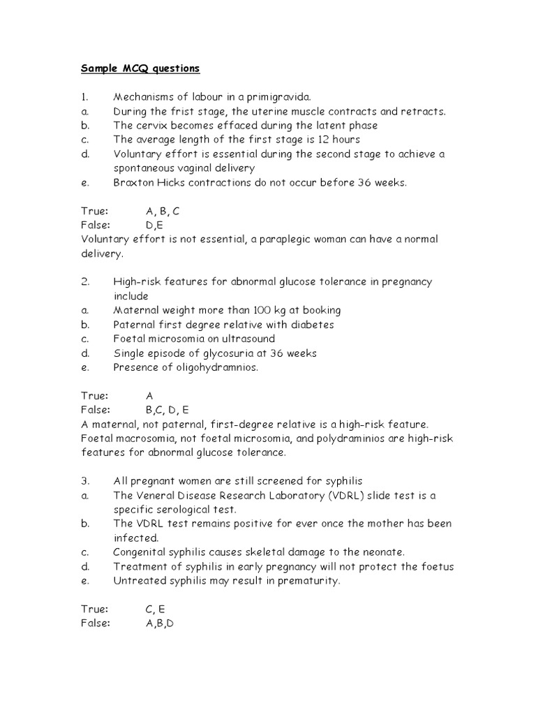 OBG MCQs with Answers for Review | PDF | Childbirth | Preterm Birth