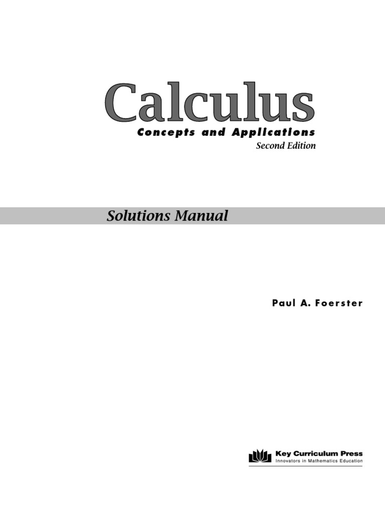 Calculus Concepts And Applications 2nd Edition Solutions Manual Pdf