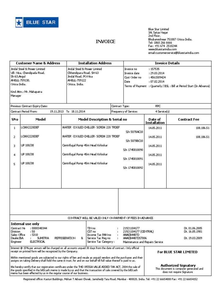 Jindal Steel & Power Limited PDF Invoice Government Finances