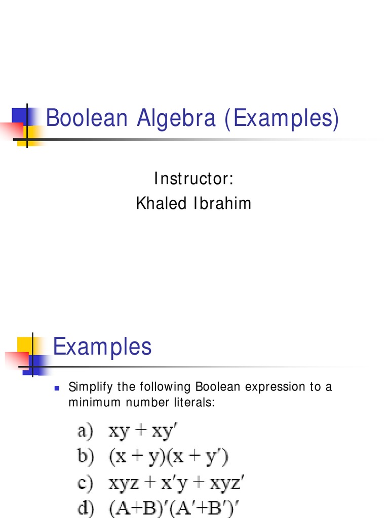 Boolean Algebra Examples