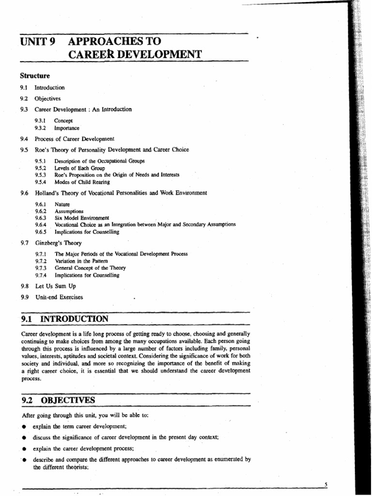 Unit 9 Approaches To Career Development: Structure | PDF | Wellness