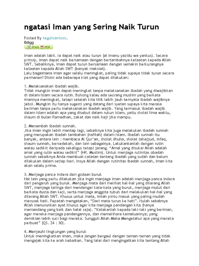 Mengatasi Iman Yang Sering Naik Turun