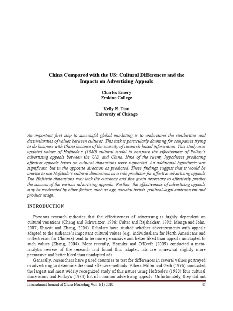China Compared With The US Cultural Differences and The Impacts On ...