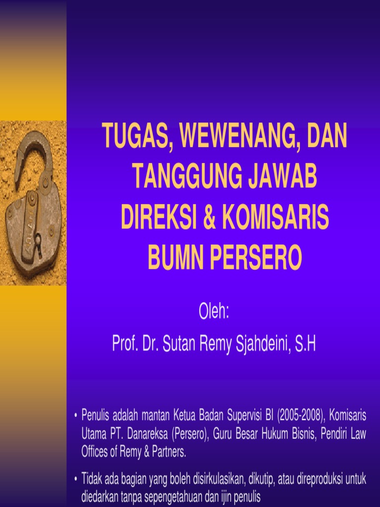 Tugas, Wewenang, Dan Tanggung Jawab Direksi & Komisaris BUMN.