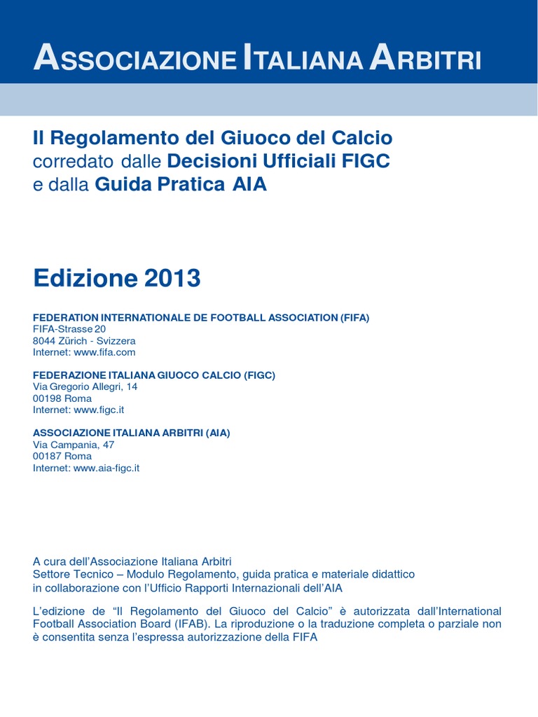 Regolamento Del Gioco Del Calcio PDF