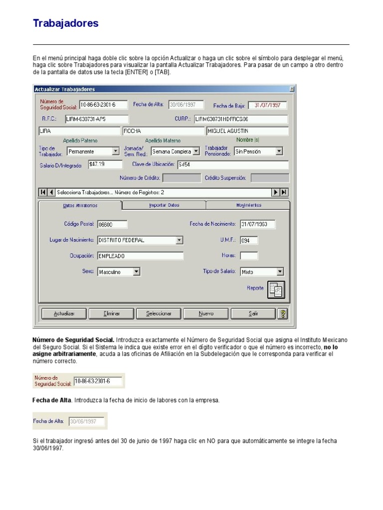 Actualización de Datos de Trabajadores en SUA | PDF | Archivo de ...