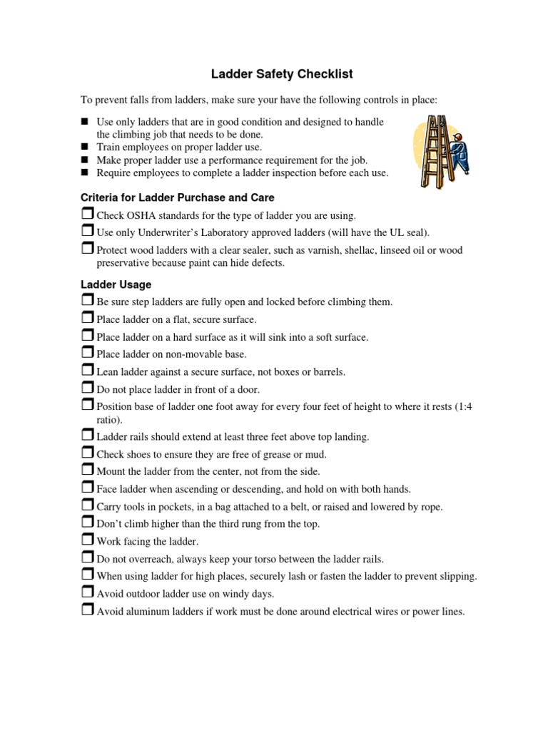 Ladder Safety Check List PDF