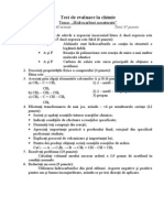 Test de Evaluare La Chimie: Tema: Hidrocarburi Nesaturate"