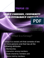 Topic 12: Group Cohesion, Conformity and Intergroup Conflict