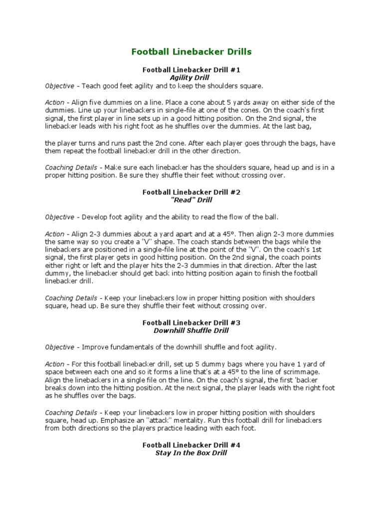 Essential Linebacker Drills Guide | PDF | Career & Growth | History