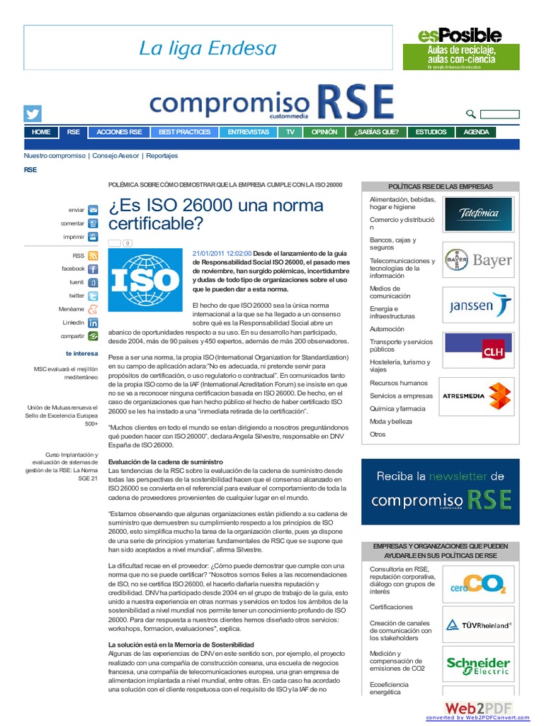 Es ISO 26000 Una Norma Certificable Organización
