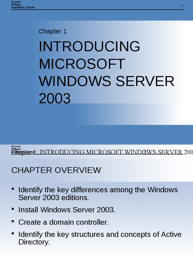 Introduction to Windows Server 2003 | PDF | Active Directory | Windows ...