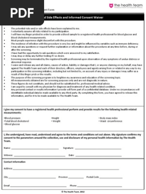 Basic Health Assessment - Screening and Consent Form