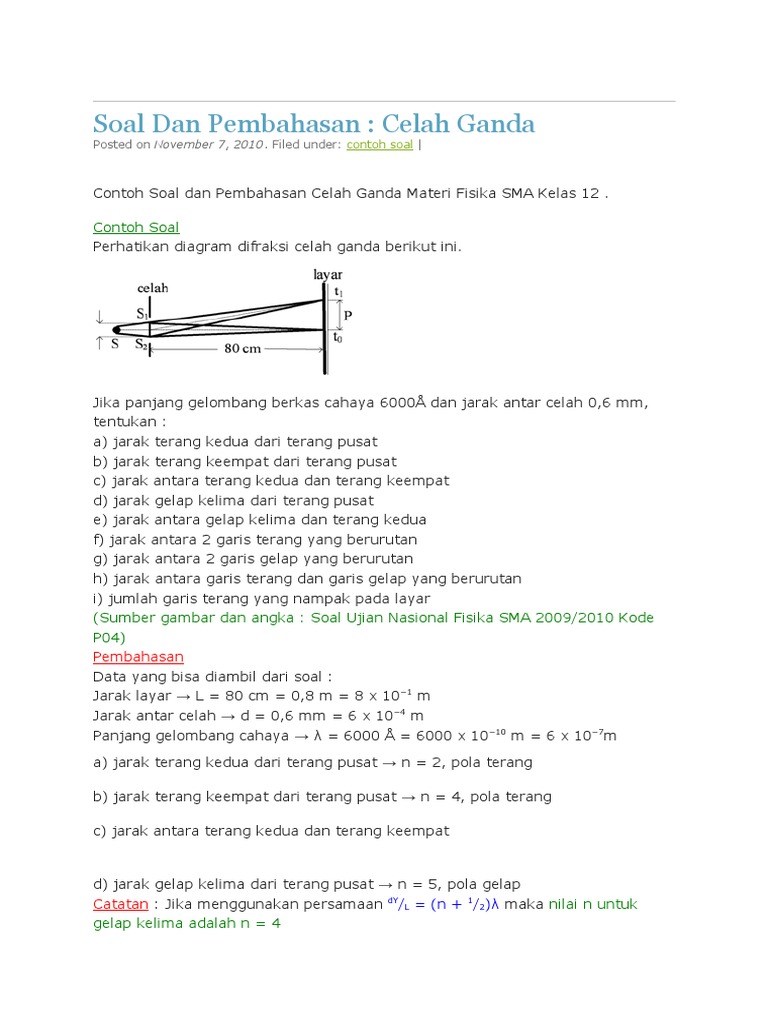 Soal Dan Pembahasan Celah Ganda