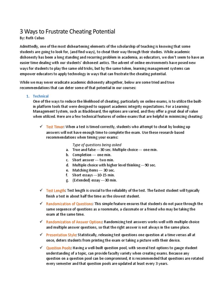 Strategies to Prevent Exam Cheating | PDF | Test (Assessment ...