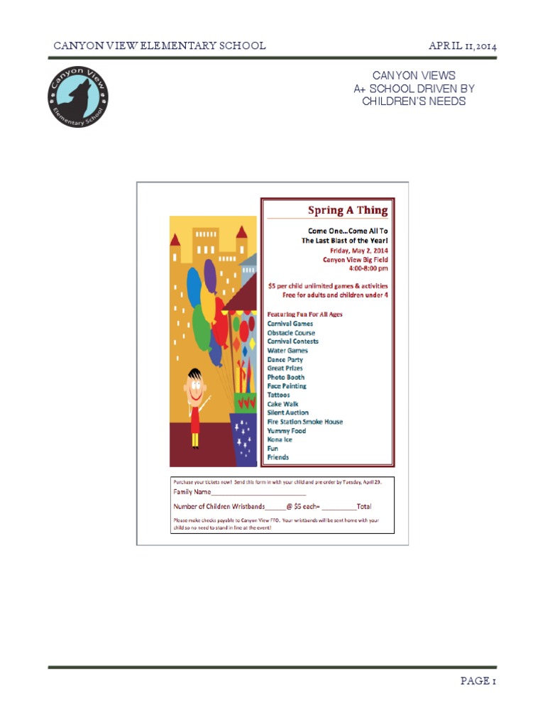 Canyon View Elementary School! APRIL 11,2014 Canyon Views A+ School