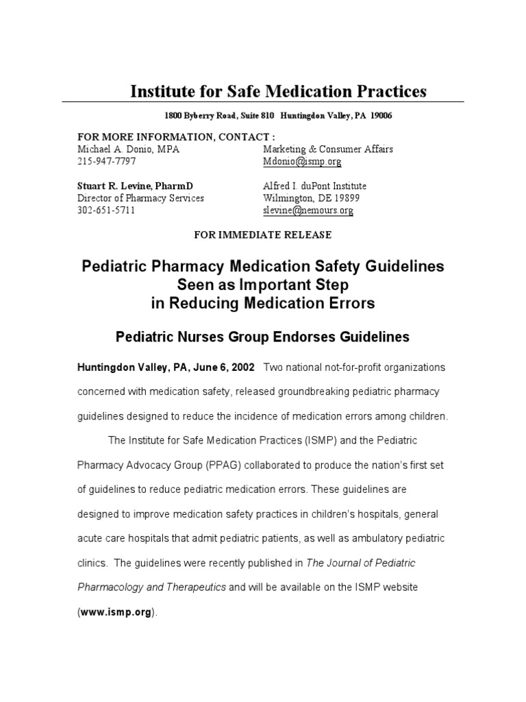 Institute For Safe Medication Practices | PDF | Pharmacy | Medical Error