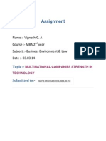 Assignment: Name:-Vignesh G. A Course: - MBA 2 Year Subject: - Business Environment & Law Date: - 03.03.14