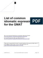 List of Idiom GMAT