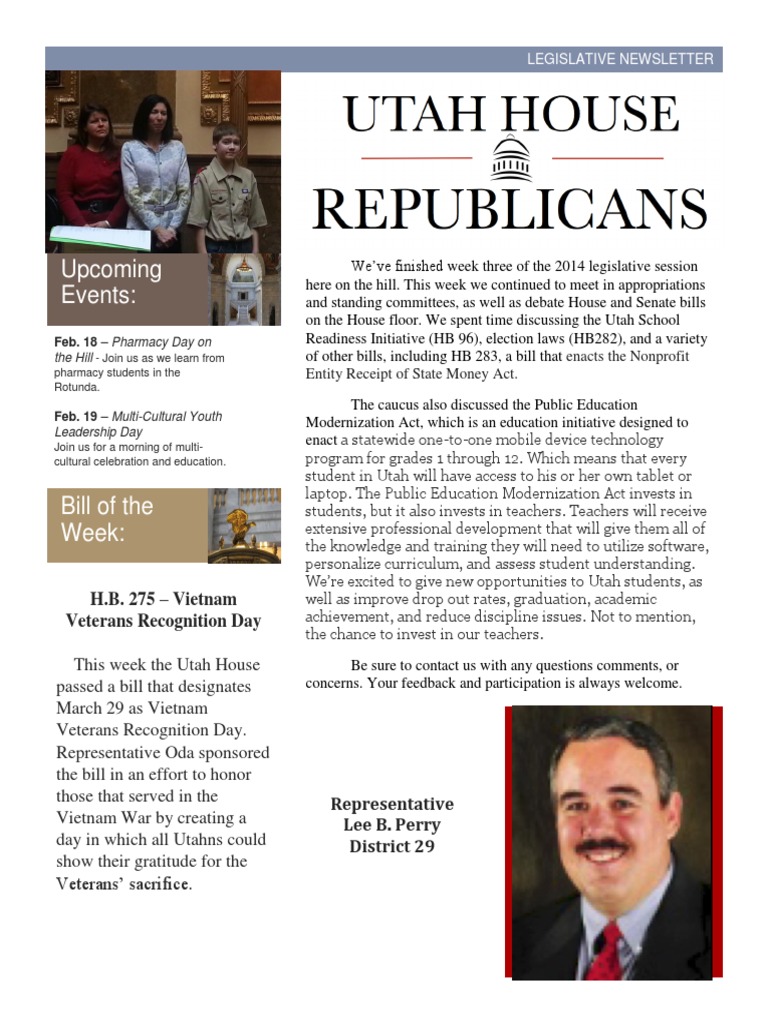 February 2014 Utah Legislative Update | PDF | United States House Of ...