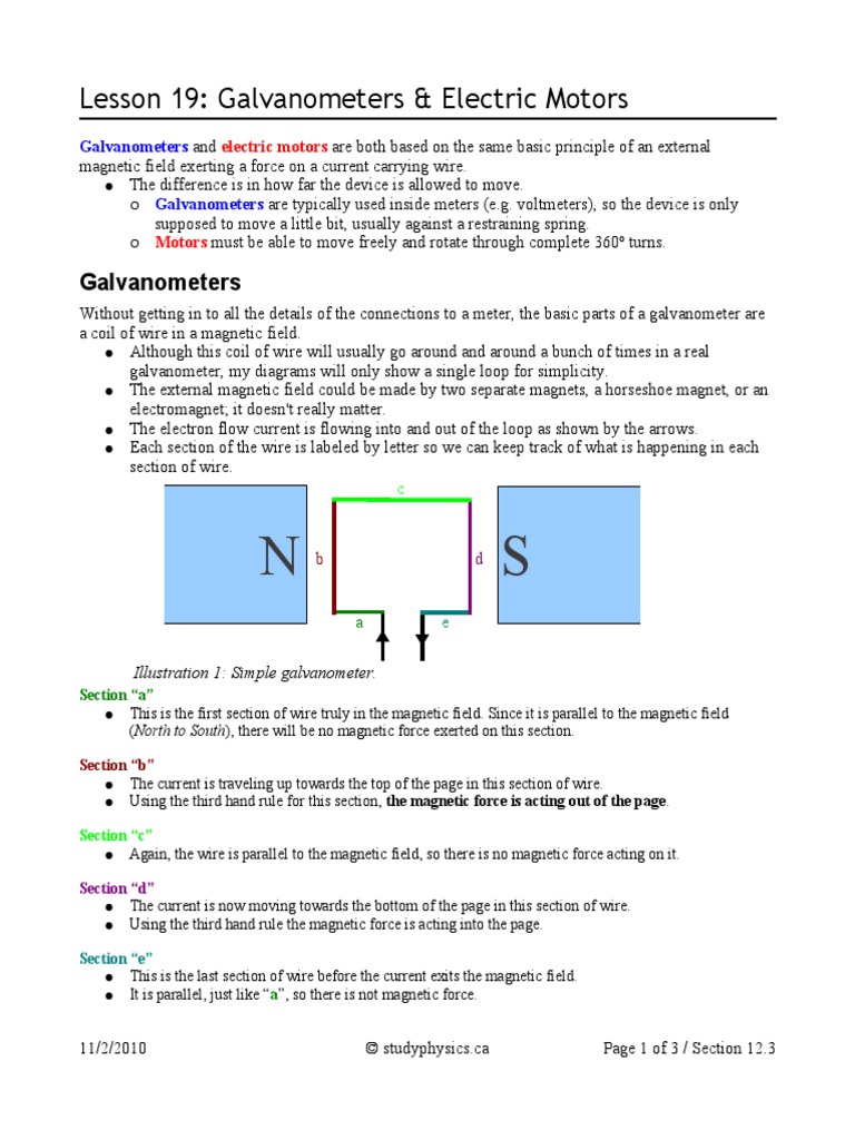 Galvanometers vs. Electric Motors Explained | PDF | Electric Motor ...
