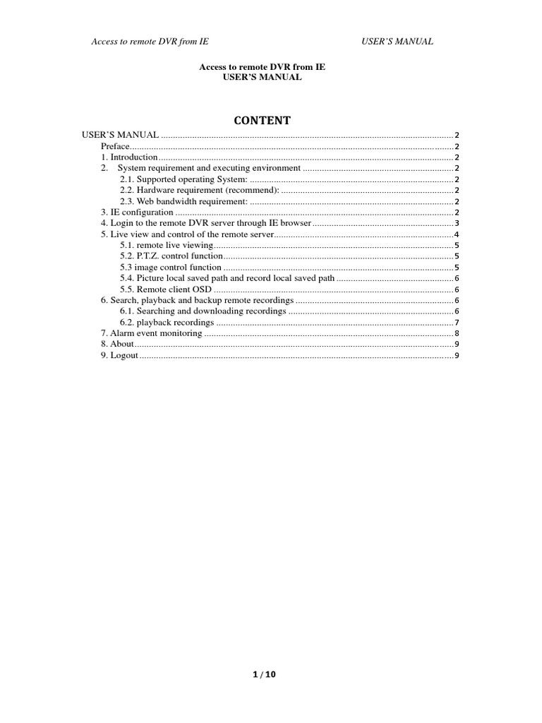 IE User's Manual DVR Dahua PDF Digital Video Recorder  Browser