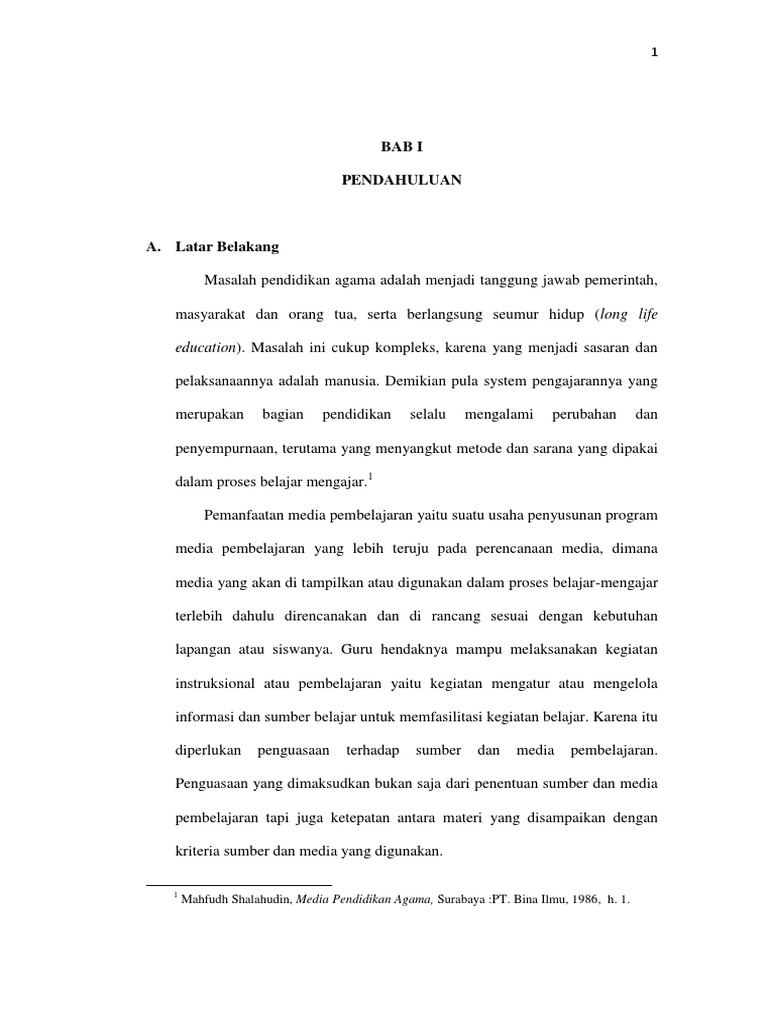 Proposal Skripsi Ideris Upaya Guru Pai Dalam Memanfaatkan Media Pembelajaran Di Sdn 3 Sebamban