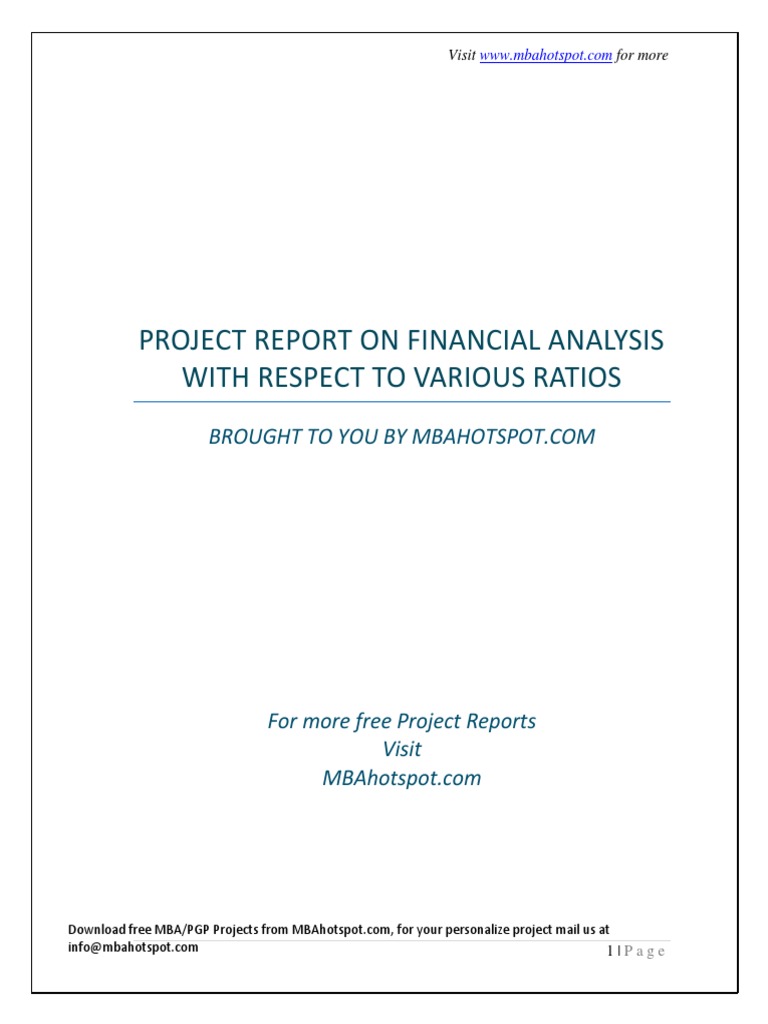MBA Project Report On Financial Analysis | PDF | Equity (Finance ...