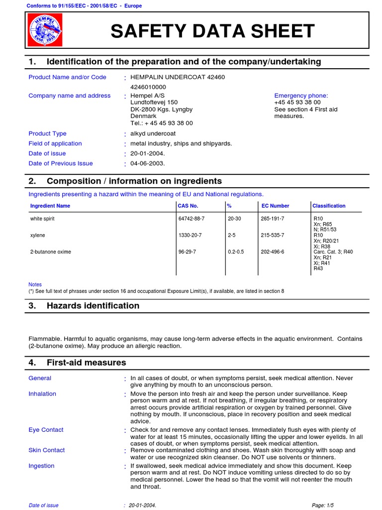 Uc Msds Hempel Undercoat Personal Protective Equipment Carbon Dioxide