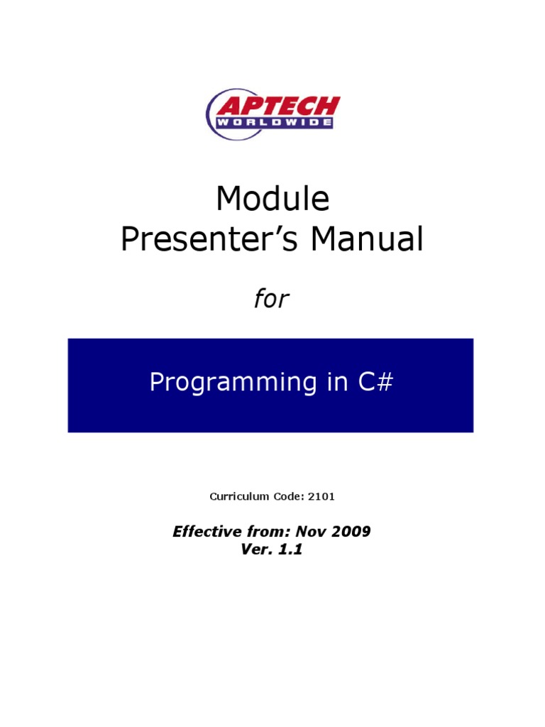 ACCP I7.1 Sem 2-Module PM-C# Ver 1.1-DM1 | PDF | Computer Related ...
